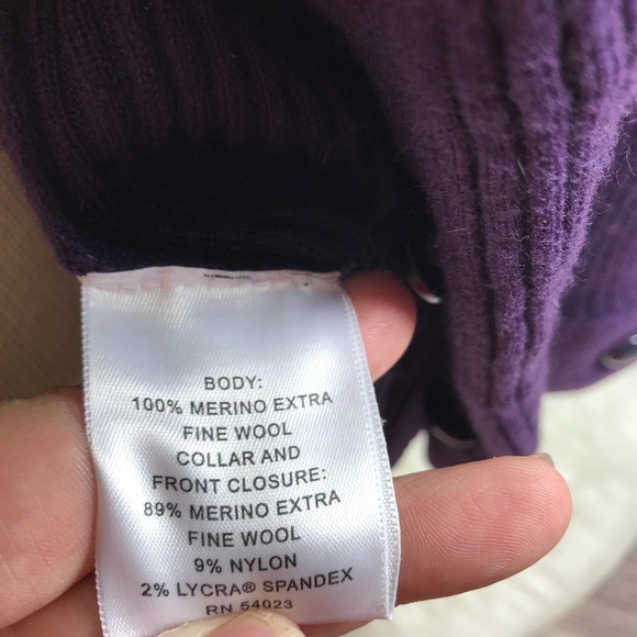 Dark Purple Large Button Down Pocket Sweater - Picture 6 of 6